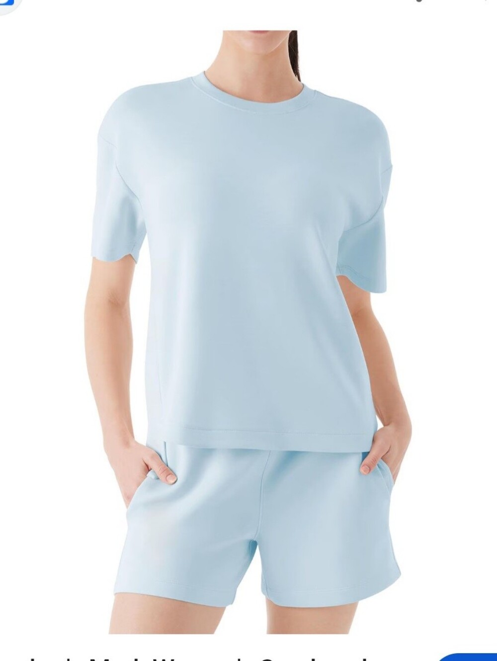 Member Mark Se Women’s Light Blue Relaxed Sweatshirt and Matching Shorts Set